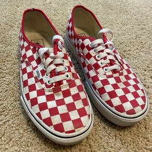 Vans Original, red and white checkered platform